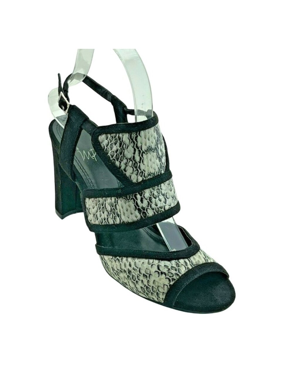 IMPO Shoes Sz 7M Black/White Reptile Print Sandals